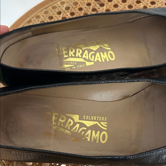 Vintage Salvatore Ferragamo Black Textured Heels - Picture 7 of 9